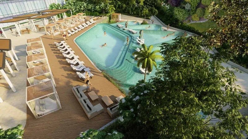 Sobha Hartland II / Pool and shaded lounge areas