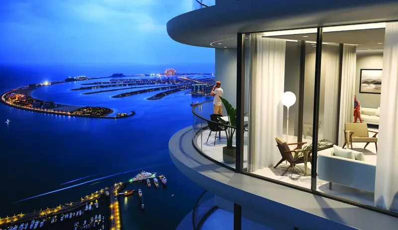 Sobha SeaHaven / Sky Edition / Balkon am Abend
