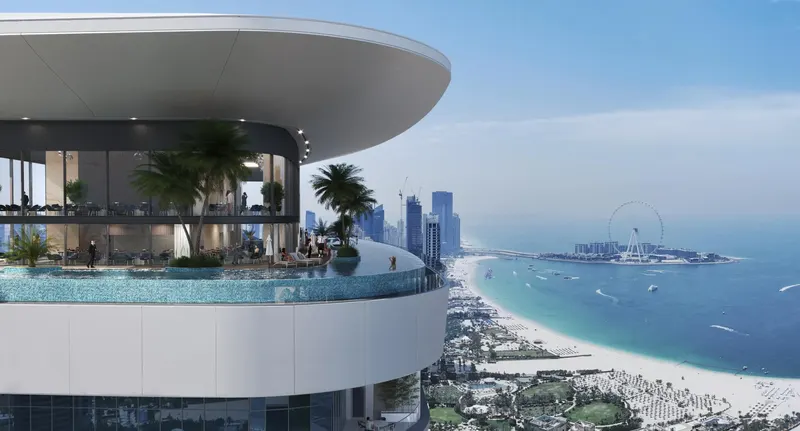 Sobha SeaHaven / Poolterrasse mit Blick auf die Küste