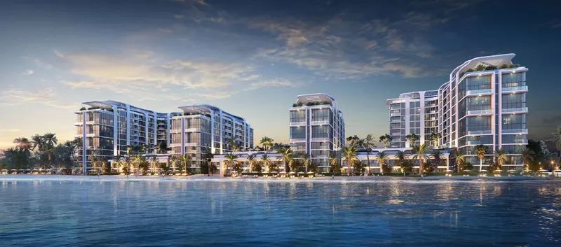 Sobha Siniya Island / Coastline Beach Residences / evening waterfront panorama