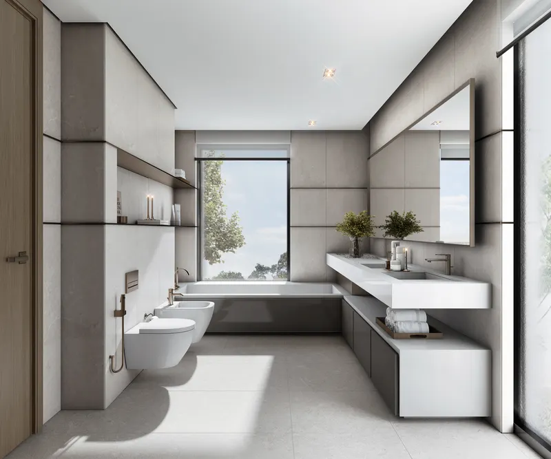 Sobha Elwood / Badezimmer mit Tageslicht