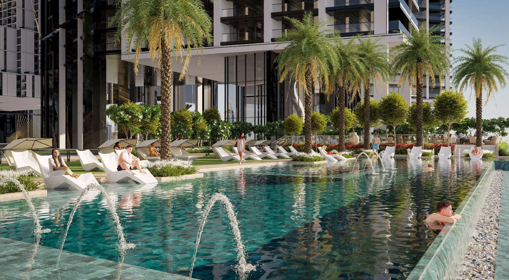 Sobha Central / Leisure pool and landscaping