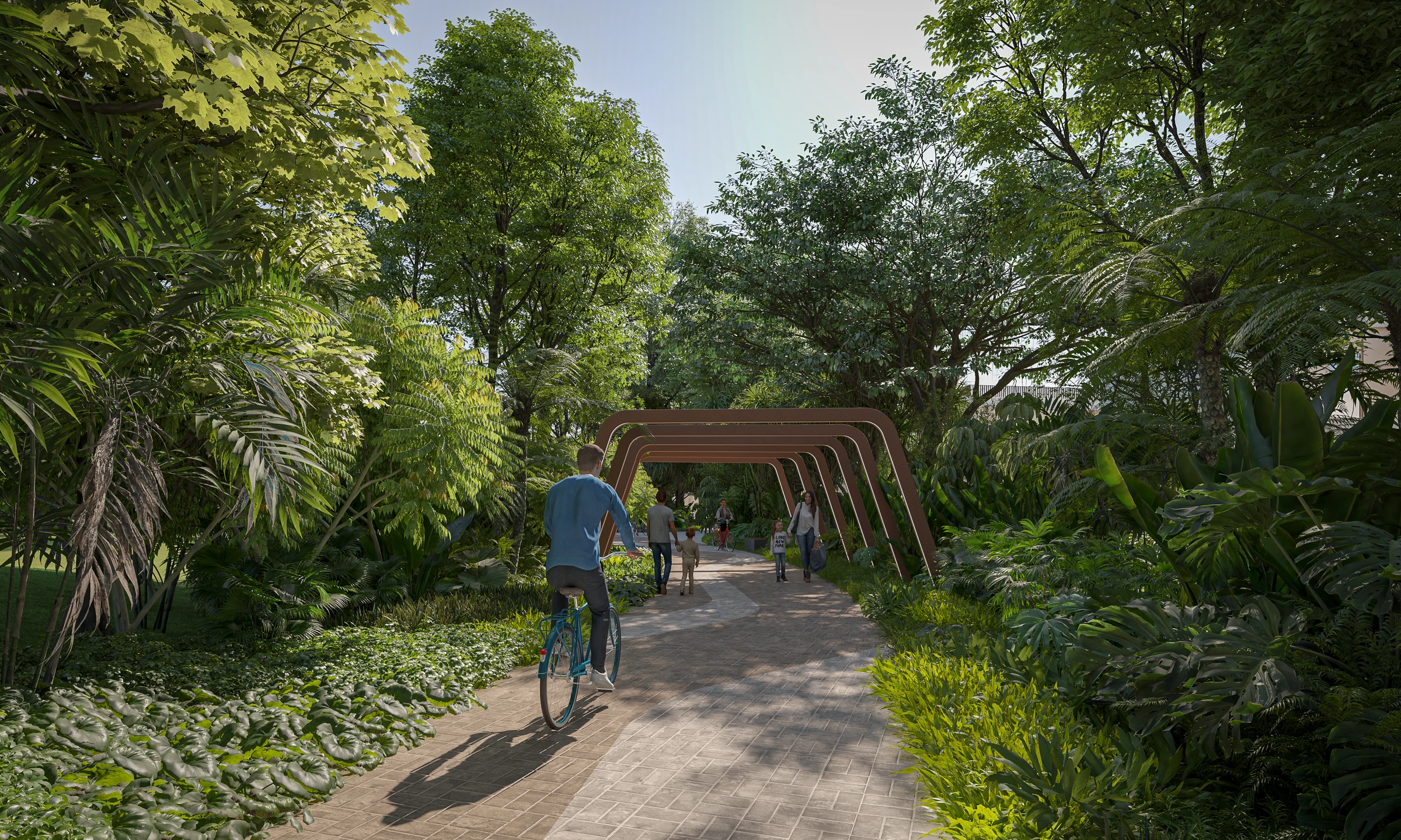 Sobha Elwood / Walking and cycling through greenery