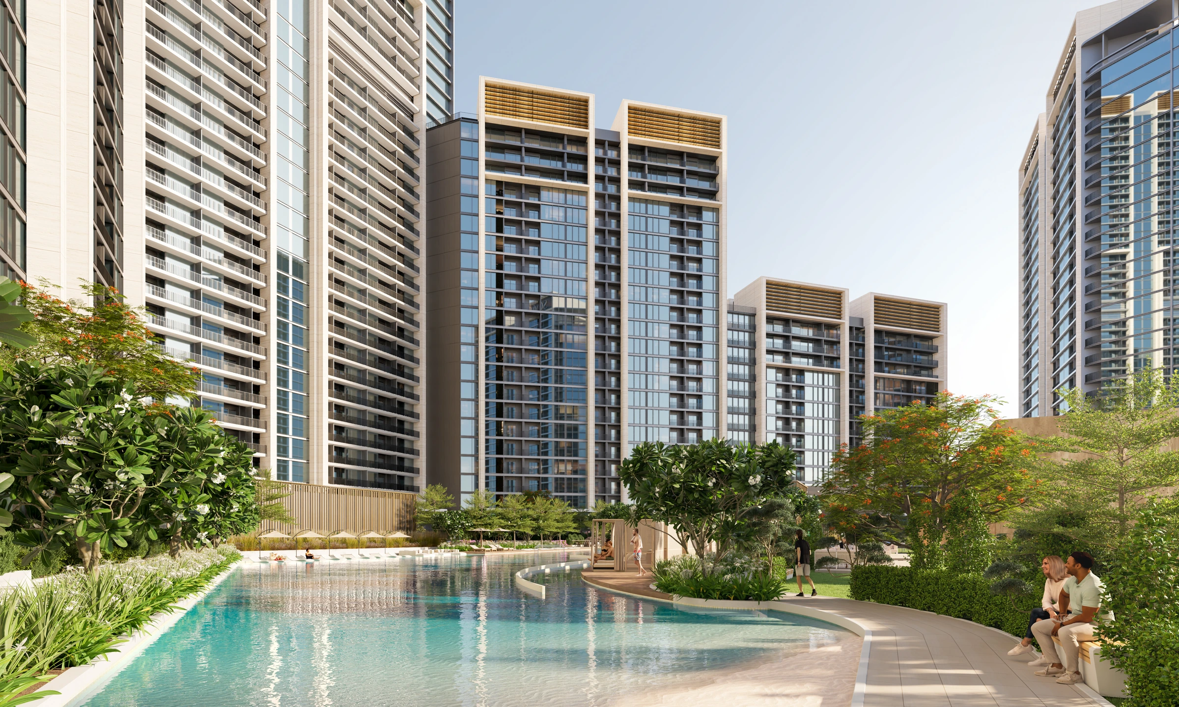 Sobha Orbis / Pool and landscaped residential courtyard