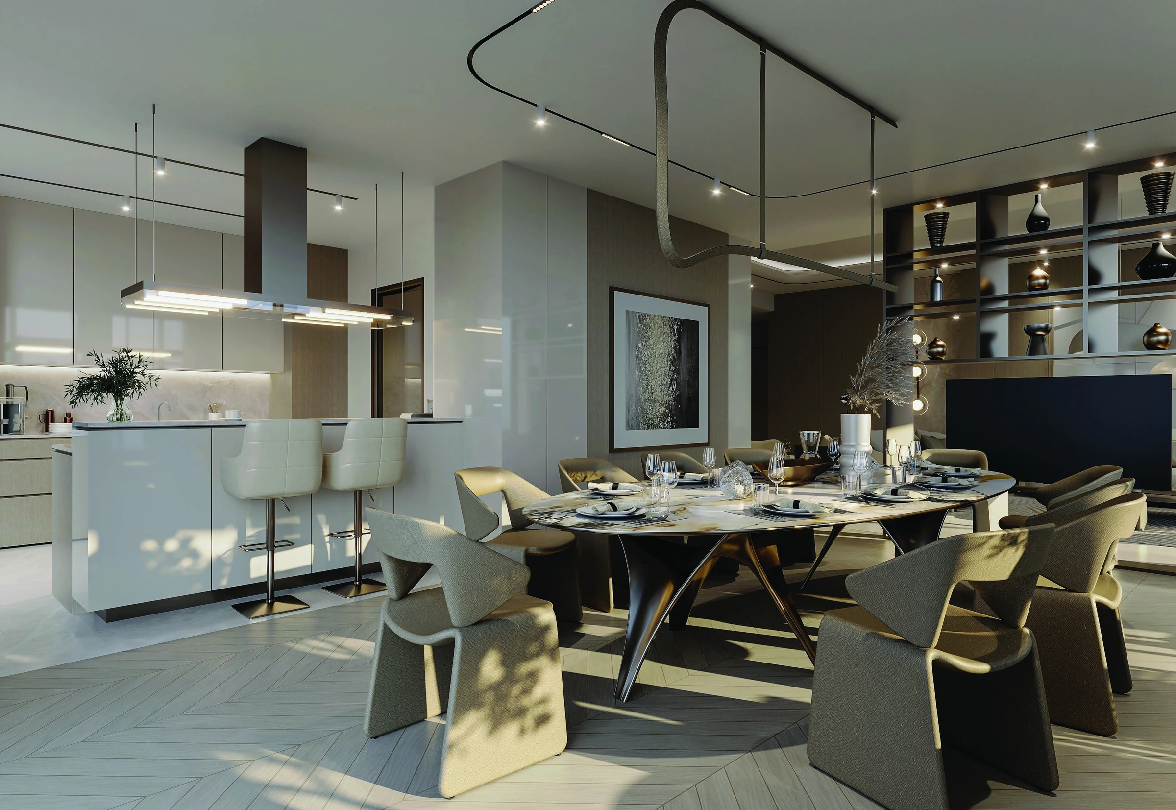 Sobha SeaHaven / Sky Edition / kitchen and dining space